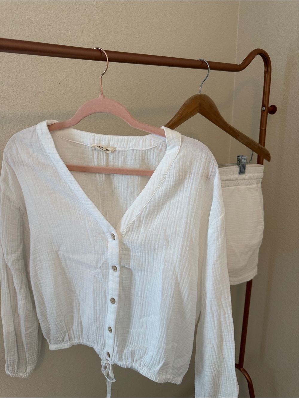 Lightweight White Button-Front Women's Set